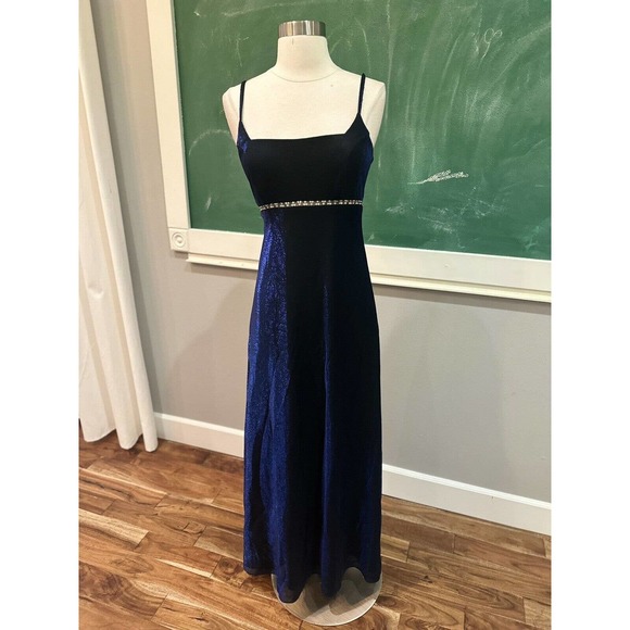 90s Vintage Betsey and Adam iridescent blue dress formal/ prom womens size 6 - Picture 4 of 8